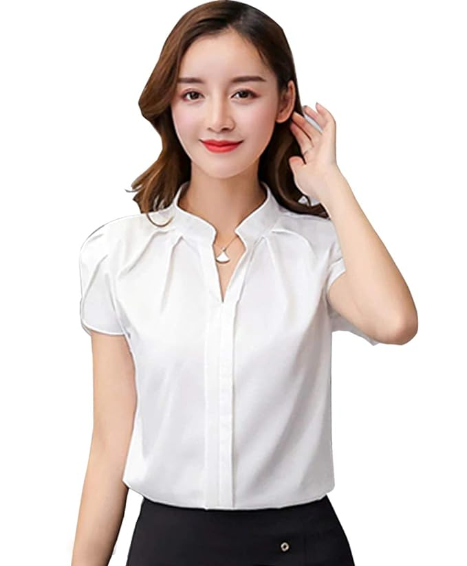 Keiraa Women Blouse Half Sleeve Office Lady Shirt Women Tops